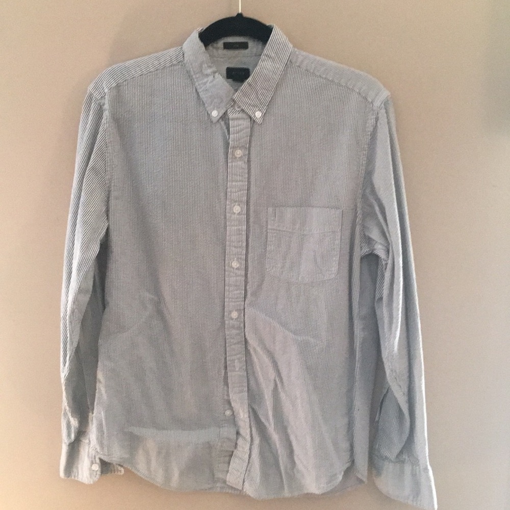 J. Crew Seer-Sucker Button Down Medium (Slim) Gray
